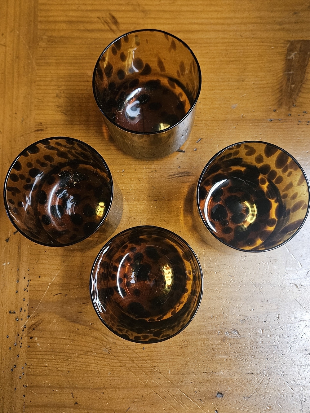 Amber Tortoiseshell Glass Tumblers - Set of 4 - Picture 2 of 3